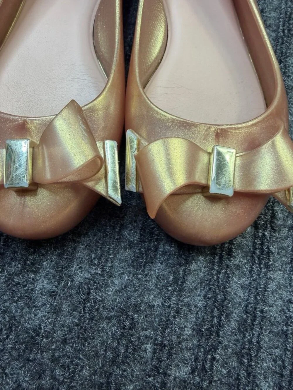 Mel Dreamed by Melissa Rose Gold Bow Jelly Ballet Flats Women’s US 1